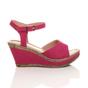 Fuchsia High Wedge Heel Ankle Strap Cork Sandals, Image 2 of 6