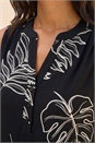 Black Textured Leaf Print Vest Top, Image 4 of 4