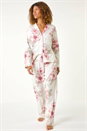 Ivory  Floral Print Revere Pyjama Set, Image 2 of 8
