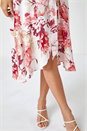 Light Pink Floral Print Wrap Stretch Dress, Image 6 of 6
