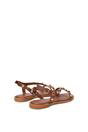 Brown XY LONDON Brown Flat Slingback Sandals With Studded Pearls, Image 4 of 6