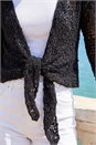 Black Waterfall Popcorn Knitted Cardigan, Image 4 of 4