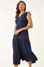 Navy Crinkle Tiered Frill Maxi Dress, Image 1 of 5