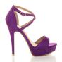 Purple High Heel Crossed Straps Platform Sandals, Image 2 of 6