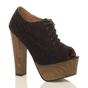 Black High Heel Crochet Lace Up Platform Peep Toe Shoe Boots, Image 1 of 5