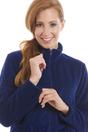 Navy Camille Lingerie Navy Zip Front Soft Textured Fleece Bed Jacket, Image 5 of 5