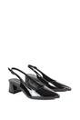 Black 'Devon' Court Shoe Block Heels With Slingback, Image 3 of 6