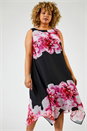 Pink Curve Floral Asymmetric Chiffon Dress, Image 1 of 5