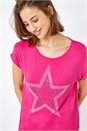 Pink Embellished Star Print T-Shirt , Image 1 of 5