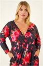 Red Curve Floral Print Mesh Midi Dress, Image 5 of 8