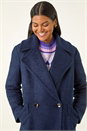 Navy Textured Buttoned Boucle Coat, Image 4 of 5