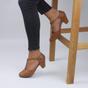 Tan Mid Heel Comfort T-Bar Brogue Heels, Image 5 of 6