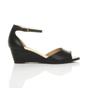 Black AJVANI Black Mid Wedge Heel Ankle Strap Sandals, Image 2 of 6