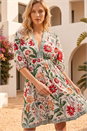 Grey Floral Tiered Boho Dress, Image 2 of 4