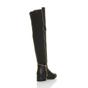Black AJVANI Black Elastic Gold Zip Over The Knee Boots, Image 4 of 6