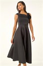 Black Corsage Premium Stretch Midi Dress, Image 4 of 5