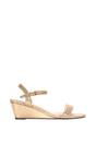Gold 'Alissa' Low Wedge Heel Sandals With Ankle Strap, Image 1 of 5