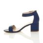 Navy Blue AJVANI Navy Blue Mid Block Heel Ankle Strap Sandals, Image 3 of 6