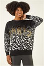 Black Paris Sequin Animal Knit Jumper, Image 1 of 5