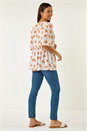 ORANGE Floral Print Tassel Top, Image 3 of 5