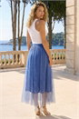 Blue Polka Dot Print Elasticated Mesh Skirt, Image 3 of 4