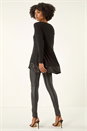 Black Sequin Hem Stretch Tunic Top, Image 3 of 5