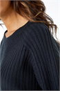 Black Geometric Longline Ribbed Batwing Jumper, Image 5 of 5