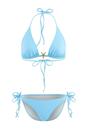 Turqouise WOVCOR Turqouise Triangle Bikini Set with Star Detail and Tie Side Bottom, Image 1 of 2