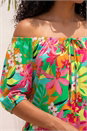 Green Floral Print Bardot Top, Image 4 of 4