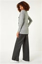 Grey Cowl Neck Button Stretch Top, Image 3 of 5