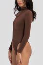 Brown Turtle Neck Sculpting Bodysuit, Image 4 of 5