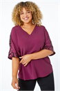 Maroon Curve Sequin Trim Top, Image 2 of 5