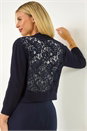 Navy Petite Lace Back Bolero Cardigan, Image 1 of 5