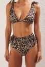 Multi Tie Detail High Waist Bikini Bottom, Image 2 of 5