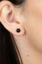 Black Black Small Unisex Round Ball Studs - Minimalist Everyday Dot Earrings, Image 2 of 4