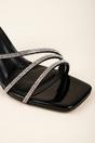 Black Pearl Patent Rhinestone Strap Square Sandals, Image 3 of 5