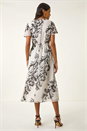 White Lace Trim V-Neck Chiffon Midi Dress, Image 3 of 5