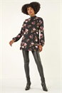 Black Floral High Neck Tunic Top, Image 2 of 5