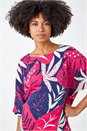 Fuchsia Palm Print Tunic Top, Image 4 of 5