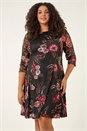 Red Curve Floral Print Lace Dress, Image 1 of 5