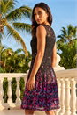 Pink Leaf Print Lace Stretch Dress , Image 2 of 4