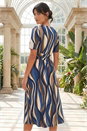 Navy  Abstract Print Wrap Midi Dress, Image 3 of 4