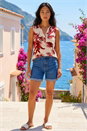 Wine Petite Leaf Print Stretch Tunic Top, Image 1 of 4