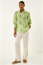 Green Floral Print Collared Shirt, Image 2 of 5
