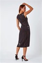 Pink Petite Ruched Wrap Stretch Dress, Image 3 of 5