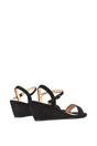 Black XY LONDON Black 'Alissa' Low Wedge Heel Sandals With Ankle Strap, Image 4 of 5