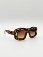 Brown Oversized Chunky Rectangle Sunglasses in Tortoise, Image 2 of 4