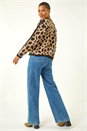 Natural  Animal Print Knit Cardigan, Image 3 of 5