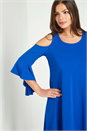 Royal Blue Flute Sleeve Dress, Image 4 of 5