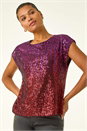 CERISE Ombre Sequin Top, Image 5 of 7